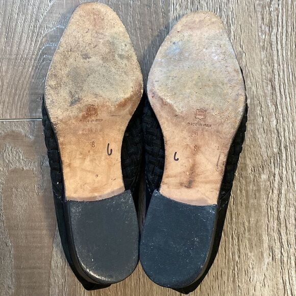 Vintage Via Spiga Black Suede Basket Weave Lace up Pointed Toe Oxford Loafers - Picture 4 of 7